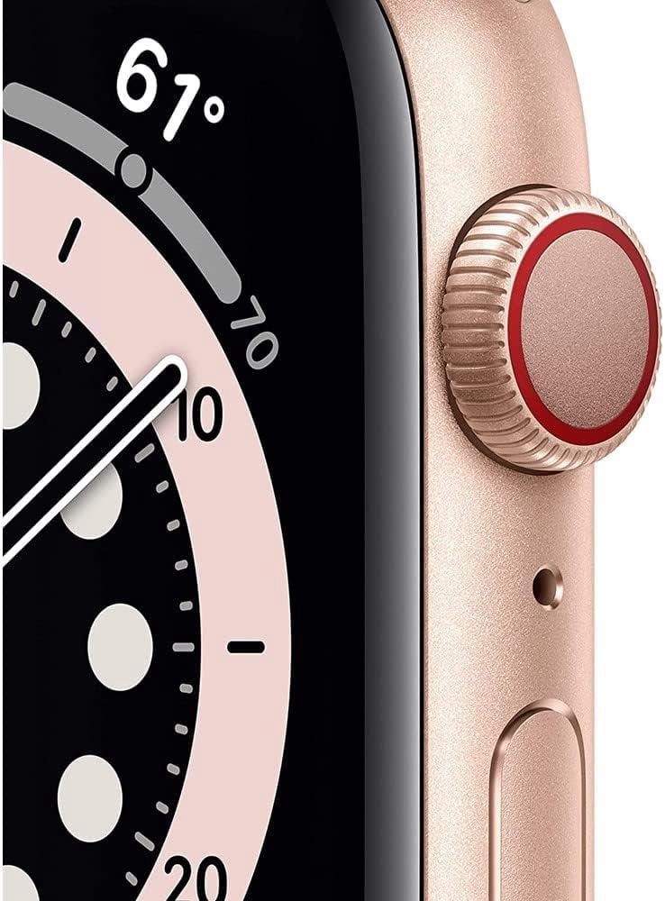 Restored Apple Watch Series 6 (GPS, 40 mm) Gold Aluminum Case with Pink Sport Band Bundle 5 Bonus Bands, Charging Stand, Screen Protector, & 2 amp charger (Refurbished)