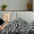 thumbnail image 3 of Tribal Soft Flannel Fleece Throw Blanket, Abstract Composition of Geometric Forms of Maori Pattern for Background, Cozy Plush for Indoor and Outdoor Use, 50" x 60", Black and White, by Ambesonne, 3 of 5