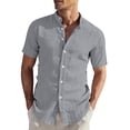 thumbnail image 2 of Sakmal Mens Button Down Shirts Short Sleeve Lightweight Tshirts Solid Gray Shirts for Men L, 2 of 7