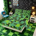 thumbnail image 2 of Meiyoeat Pixelated Blocks Miners Queen Sheets 4 Pieces, Retro Geometric Camo Queen Sheet Sets for Bedroom, 2 of 6