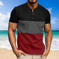 thumbnail image 7 of WREESH Men's Casual Patchwork Pullover for Fitness and Sports, Color Block Short Sleeve Button Pullover with a Sport Tops Wine, 7 of 7