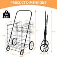 thumbnail image 2 of Utility Shopping Cart with Double Basket, Foldable Rolling Carts for Groceries, Grocery Cart with Wheels for Laundry, Shopping, Luggage Portable Shopping Cart, Black, 2 of 6