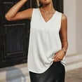 thumbnail image 2 of Womens Soft Satin Sleeveless Dressy Tops V-neck Loose Fit Casual Summer Tank Top Vest Lightweight Ladies Blouses, 2 of 4
