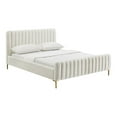 thumbnail image 1 of TOV Furniture Angela 41.7"H Transitional Velvet Full Bed w/ Glam Design in Cream, 1 of 6