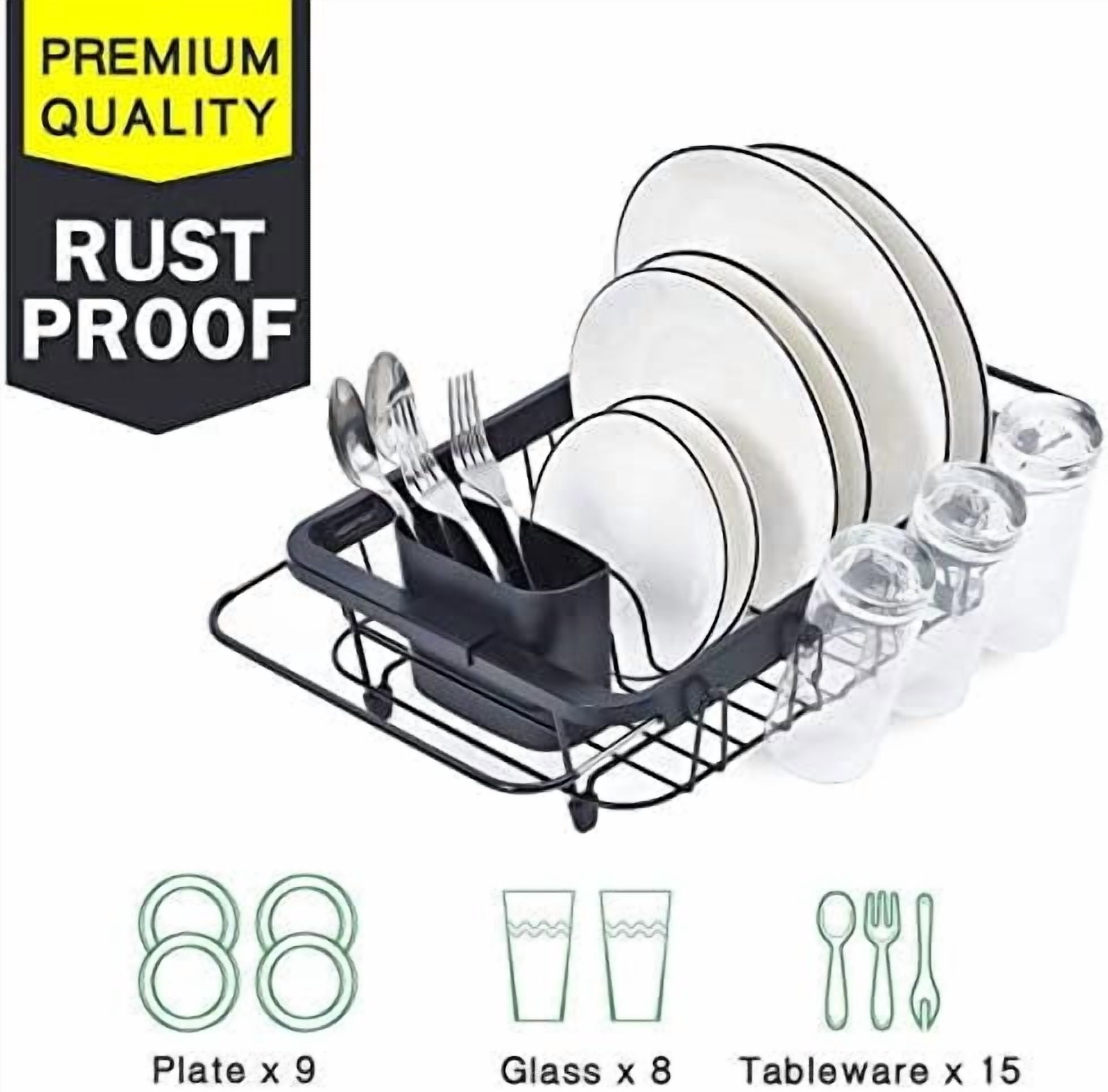 Expandable Dish Drying Rack Over The Sink Adjustable Dish Rack in Sink Or On Counter Dish Drainer with Utensil Holder Rustproof for Kitchen