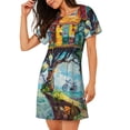 thumbnail image 2 of Sikiie Whimsical Treehouse Painting Print Women's Short-sleeved Nightdress, Round Neck Pullover Nightdress Pajamas Summer Home Wear, 2 of 6