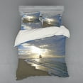 thumbnail image 2 of Ambesonne Beach Bedding Set 3 Pcs, Sailing Shipt Sunset, Twin, Blue Beige White, 2 of 3