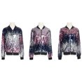 thumbnail image 3 of Womens Long Sleeve Sequin Front Zip Jacket Long Sleeve Ribbed Cuffs Outerwear Tops, 3 of 5