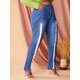thumbnail image 1 of Jeans Talla Extra Ajustados Abotonado Cinta Frontal Rosegal Vaqueros de talla grande, 1 of 5