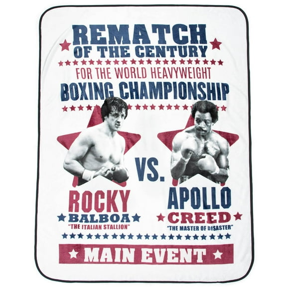 Jay Franco Rocky Balboa vs Apollo Creed Couverture - Mesure 46 x 60 - Polaire Super Douce