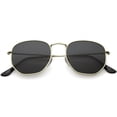 thumbnail image 1 of Modern Metal Geometric Sunglasses Slim Arms Neutral Flat Lens 51mm (Gold / Smoke), 1 of 4