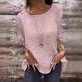 thumbnail image 4 of Womens 100% Linen Tops Crewneck Short Sleeve Blouses Casual Summer, 4 of 9
