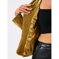 thumbnail image 6 of INSPIRE CHIC Women's Vintage Velvet Blazer Notched Lapel Button Front Wear-to-Work Jacket M Golden Brown, 6 of 7