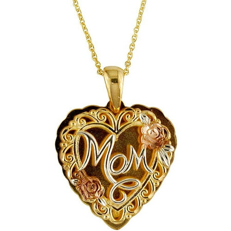 Ss 18k Gld Pltd Mom Hrt Pendant With Chn