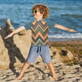 thumbnail image 3 of FORMRS Boys Rash Guard Short Sleeves Swim Shirt Quick Dry UPF 50+ Sun Protection, Sizes 3-12T, Orange Geometric, 3 of 6