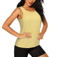 thumbnail image 2 of Gukieu Yellow Gingham Print Women's Quick-drying Fitness Vest, Round Neck Sleeveless Fitness T-shirt, Suitable for Yoga, Sports-XX-Large, 2 of 7