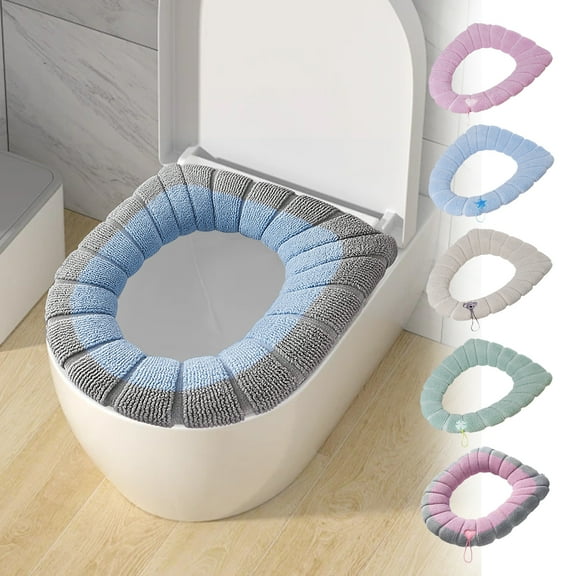 RKSTN Thicker Toilet Seat Cover Pads - Soft Warmer Toilet Seat Cushion Cover Stretchable Washable Fiber Cloth, Easy Installation Comfortable Toilet Lid Seat Cover