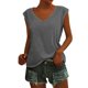 thumbnail image 1 of Camiseta básica de verano para mujer, holgada, con cuello en V y manga corta, sin mangas., 1 of 7