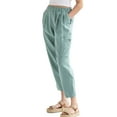 thumbnail image 1 of Capreze Women Linen Cotton Loose Pants Summer High Waist Cropped Harem Pants Beach Ankle Trouser Pants Size S-3XL, 1 of 3