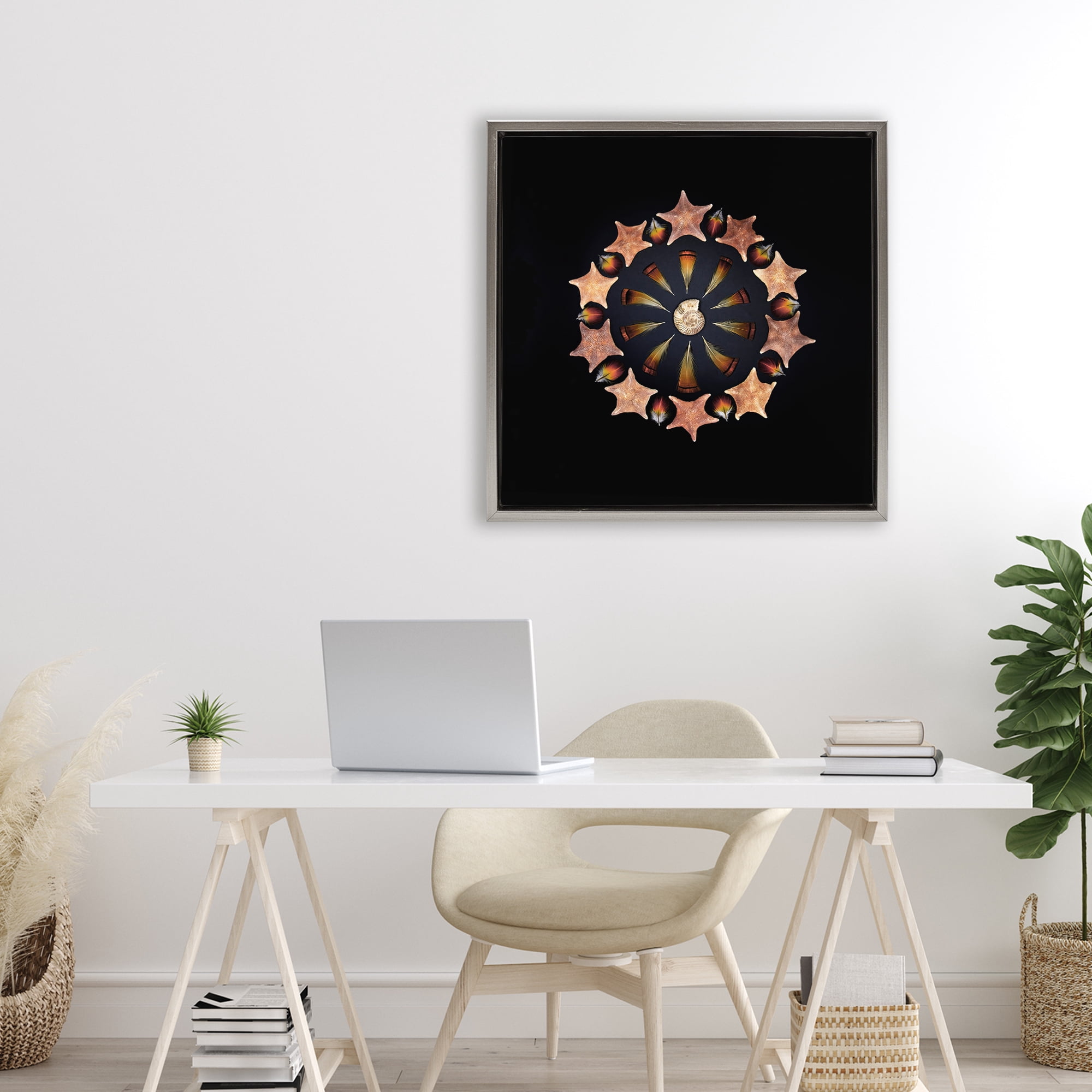 Stupell Industries Nautical Nature Arrangement Gray Framed Floater Canvas Wall Art, design by Beth Adoette