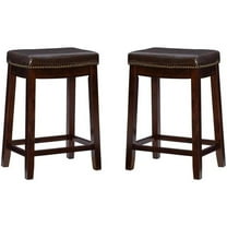 Pemberly Row 26" Wood Counter Stool in Brown Finish - Set of 2