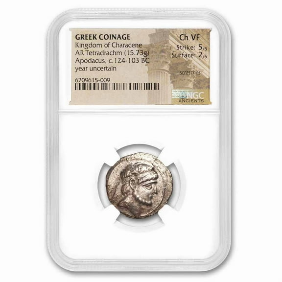 Characene, Apodacus AR Tetradrachm (124-103 BC) Ch VF NGC 5/2