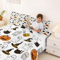 thumbnail image 3 of Manfei Spooky Pumpkin Lantern Bed Sheets,Ghost Print Halloween Full Size Sheets,4pcs,1 Flat Sheet,1 Fitted Sheet and 2 Pillowcases, 3 of 6