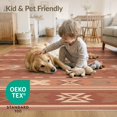 thumbnail image 4 of ODIKA 3'x5' Washable Throw Rug Stain Resistant, Low Profile, Non-Slip Kilim Southwestern Navy Stripe Motif Interlocking Banded Tone for Entryway, Kitchen, Mudroom, 4 of 7