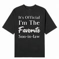 thumbnail image 3 of Men's "Favorite Son-in-Law" Letter Pattern Round Neck Short-Sleeved T-Shirt Classic 100% Cotton Dark Blue Breathable Stylish Casual Top, 3 of 10