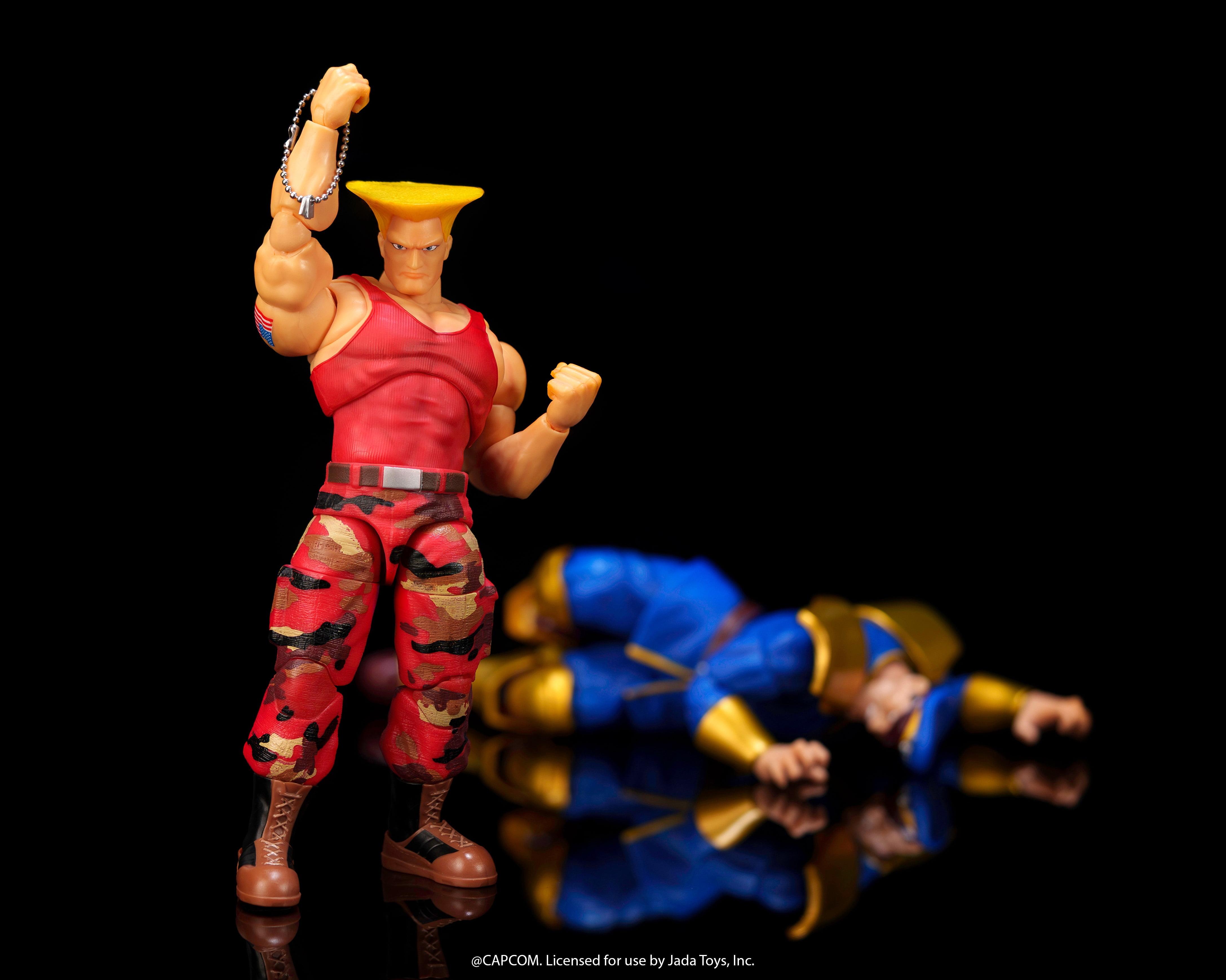 Jada Toys Street Fighter II Guile vs M. Bison 2-Pack Action Figure – 1:12 Scale, 6" Tall, Interchangeable Heads, Hands & Accessories