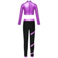 thumbnail image 2 of TSSOE Activewear Set for Girls Crop Top with Legging Gymnastics Jazz Ballet Modern Dance Workout 2 Piece Training Suit Purple 12, 2 of 3