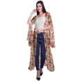 thumbnail image 2 of Moomaya Open Front Printed Georgette Shrug Slit Sleeve Beach Cover Up For Women, 2 of 5