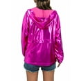 thumbnail image 4 of SLADYGLO Women Holographic Shiny Long Sleeve Full Metallic Zipper Jacket Hooded Jacket, 4 of 7