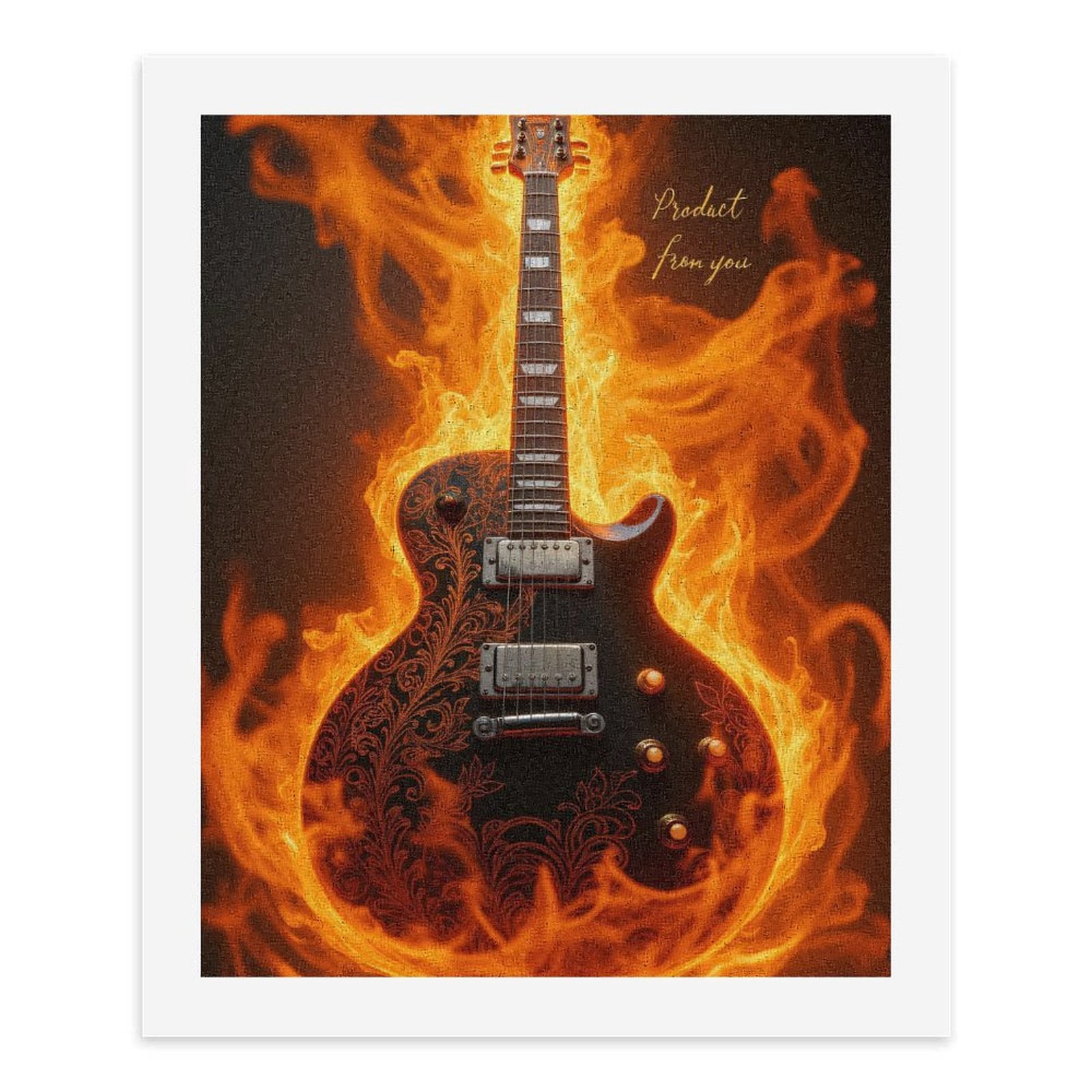 Paint By Numbers Kit for Adults Beginner - DIY Fiery Guitar Artistry Canvas Painting Kits for Adults, Frameless Paint By Number for Adults for Home Wall Decor 16x20 Inch