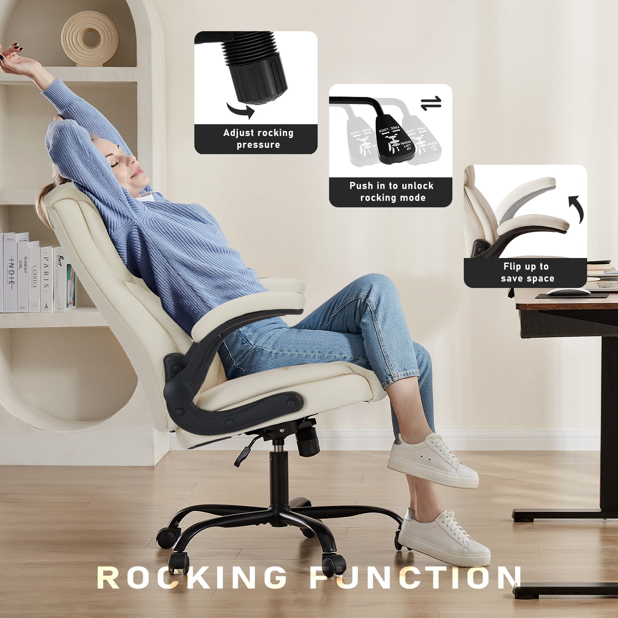 GIANNA Small Standing Desk & Chair, Mobile Portable Rolling Laptop Desk on Wheels, Adjustable Height Table for Home Office, 21 Inch