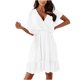 thumbnail image 1 of Falda corta de cintura elástica con cuello en V sin mangas con volantes de Color sólido de verano informal a la moda para mujer Pompotops ghjkhdj9452, 1 of 8
