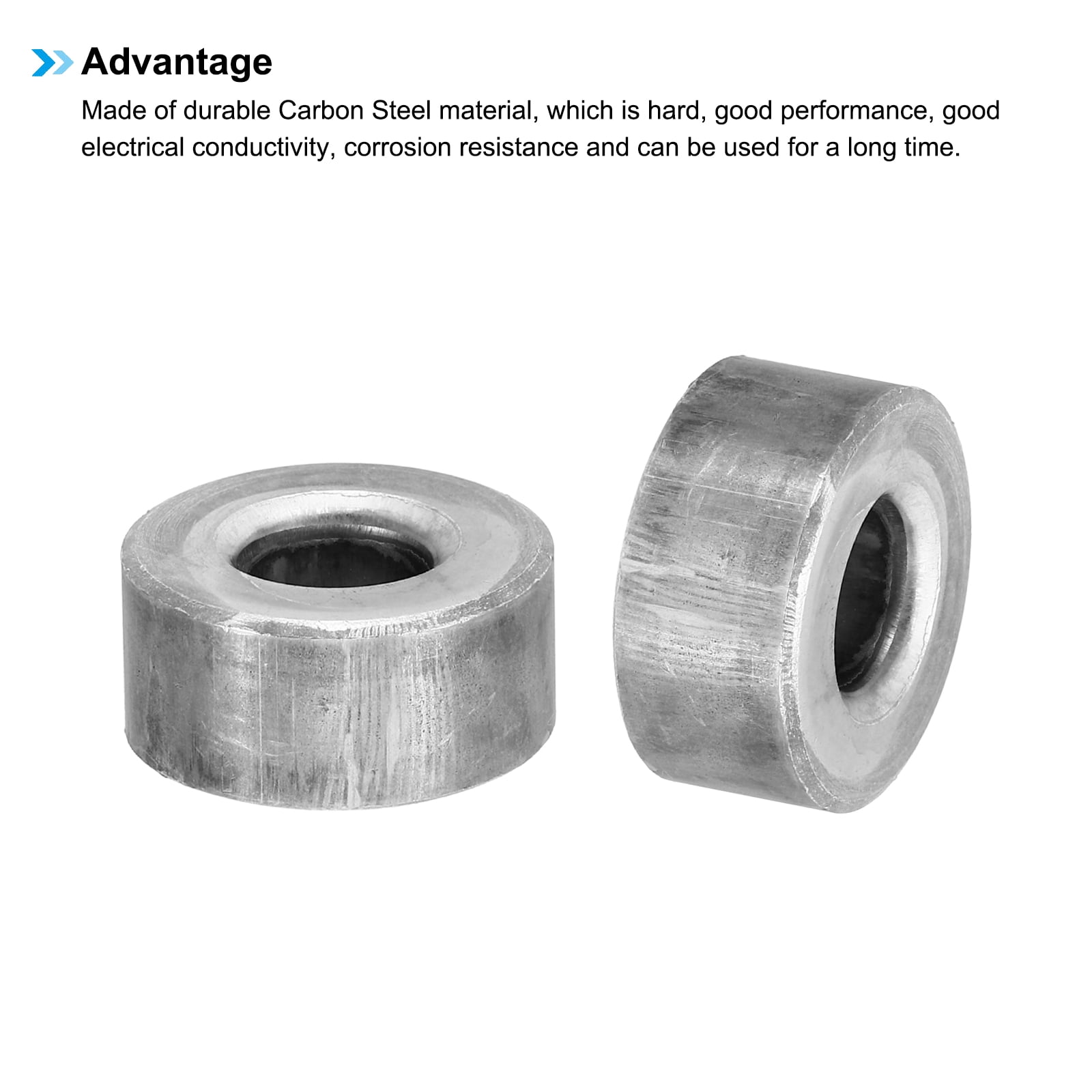 M10 Steel Spacers, 12 Pcs Metal Spacers Steel 10.3mm ID x 25mm OD x 12mm L Carbon Steel Spacer Screw Standoff Round for 2/5in or M10 Screw Bolts