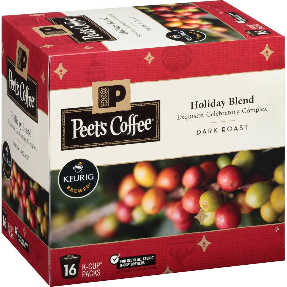 Peet's Holiday Blend Dark Roast Coffee K-Cup Packs, 16 count - Walmart