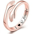 thumbnail image 1 of PENGXIANG Hug Ring for Women Rose Gold and Silver Adjustable Alloy Inner Ring Lettering Couple Simple Ring Jewelry, 1 of 6
