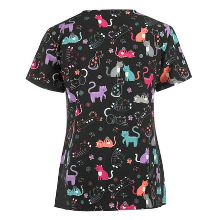 

Womens Tops Dressy Casual Corset Tops for Women Trendy Women s Animal Print Working Uniform Short Sleeve Henley Shirts Vneck Pocket Tunic Tops Blusas Elegantes de Mujer Para Fiesta