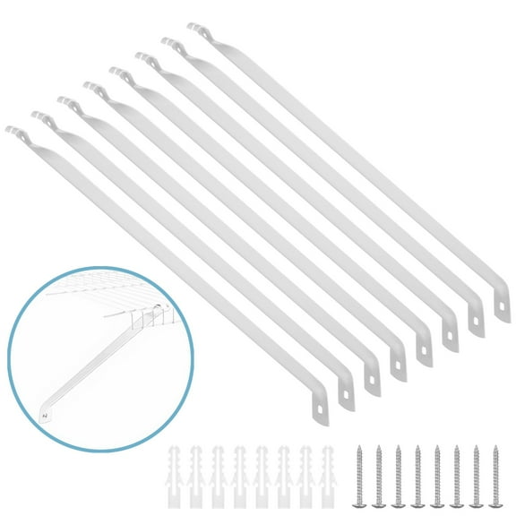 8 Pcs Wire Shelving Support Brackets, 12" Metal Wire Shelf Brackets, Heavy-Duty Mounting Brackets with Screws, White Epoxy-Coated Closet Shelving Accessories for RVs