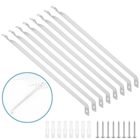 8 Pcs Wire Shelving Support Brackets, 12" Metal Wire Shelf Brackets, Heavy-Duty Mounting Brackets with Screws, White Epoxy-Coated Closet Shelving Accessories for RVs