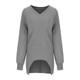thumbnail image 4 of hotojiny Fall Tops for Women Long Sleeve Casual Knit Pullover Tops V Neck Solid Color Oversized Loose T Shirts, 4 of 7