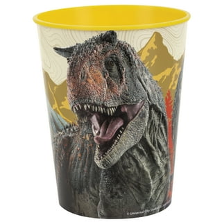 Dinosaur Cups with straw kids Travel Tumblers Water Bottle Ice Coffee Mugs  Plastic Party Cup Gift (green dinosaur, 6.5 * 20 cm)