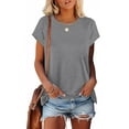 thumbnail image 2 of yillto Womens Basic Tshirts Round Neck Short Sleeve Summer Causal Shirt Plain Loose Tee Tops for Women, 2 of 6