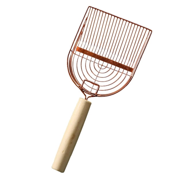 Arena de metal grande con gancho Pala profunda duradera con mango de madera Pala para basura Estilo A Yuyangstore Recogedor de arena para gatos