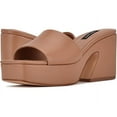 thumbnail image 2 of Nine West Oklee 3 Light Tan Squared Open Toe Slip On Retro Heeled Sandals (Light Tan, 8.5), 2 of 5