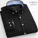 thumbnail image 3 of Camisa de manga larga de tejido Oxford grueso azul para hombres jóvenes y de mediana edad, informal, de negocios, holgada, sin planchado, para exteriores, 3 of 5