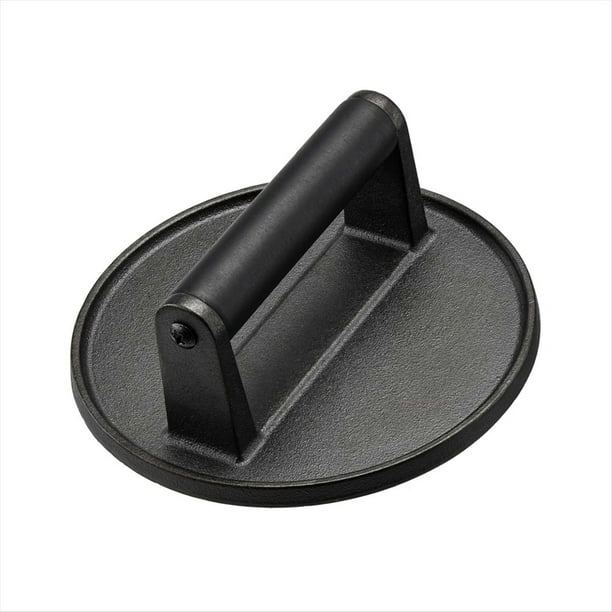 Prensa para Hamburguesas de Hierro Fundido de Alta Resistencia, 6.5 Pulgadas, Ideal para Plancha, Parrilla y Sartén, Ergonómico.