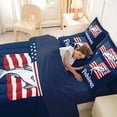 thumbnail image 4 of Feelyou Rustic Largemouth Bass Fish Bedding Comforter Set for Men Adults, Retro USA Star Stripe Full Bedding Set, Navy Red, Blue Reversible, 7 Pieces, 4 of 7
